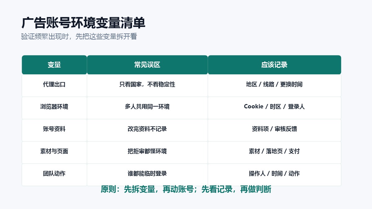 Facebook 广告账号环境变量清单