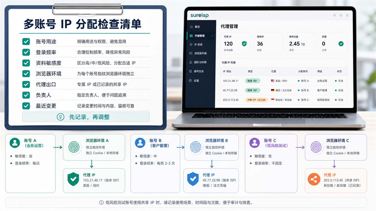 多账号代理 IP 分配检查清单