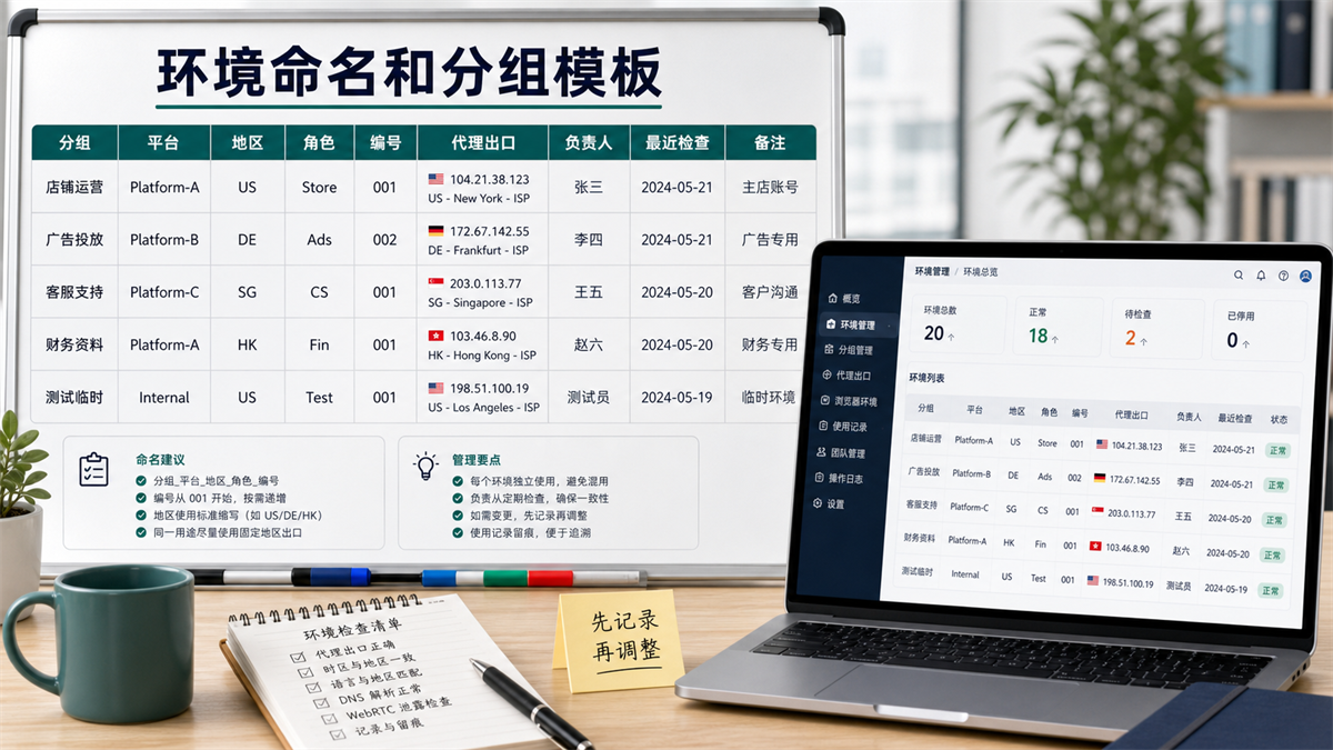 指纹浏览器环境命名和分组模板