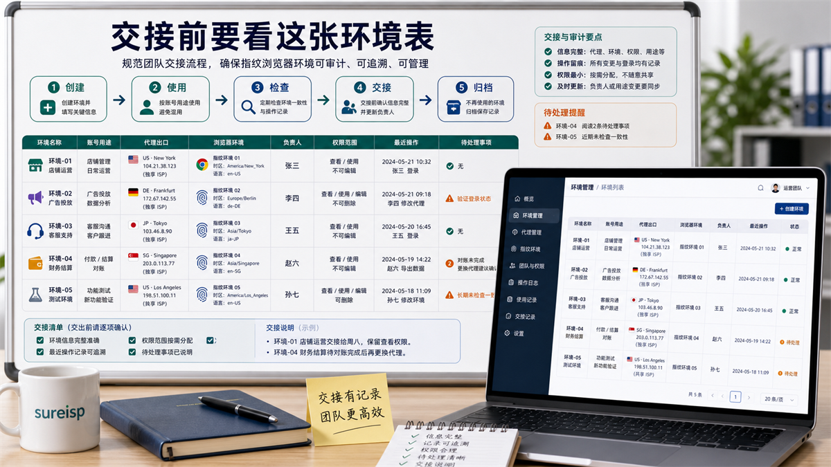 指纹浏览器环境团队交接检查表