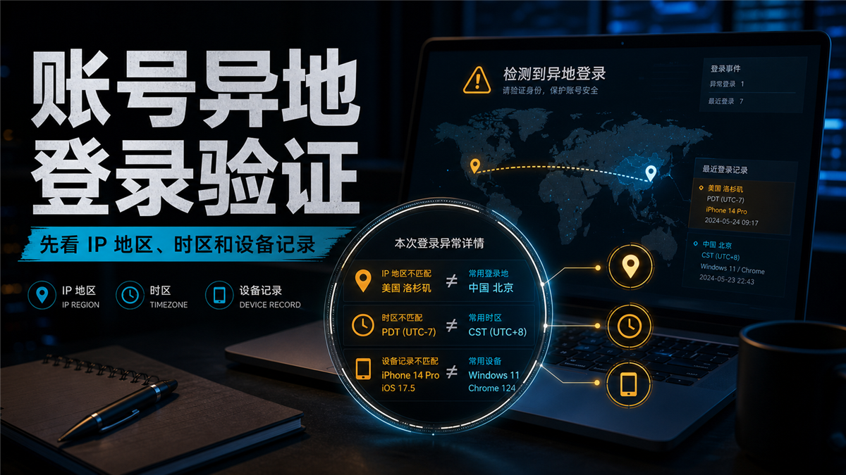 账号异地登录验证需要先看 IP 地区时区和设备记录