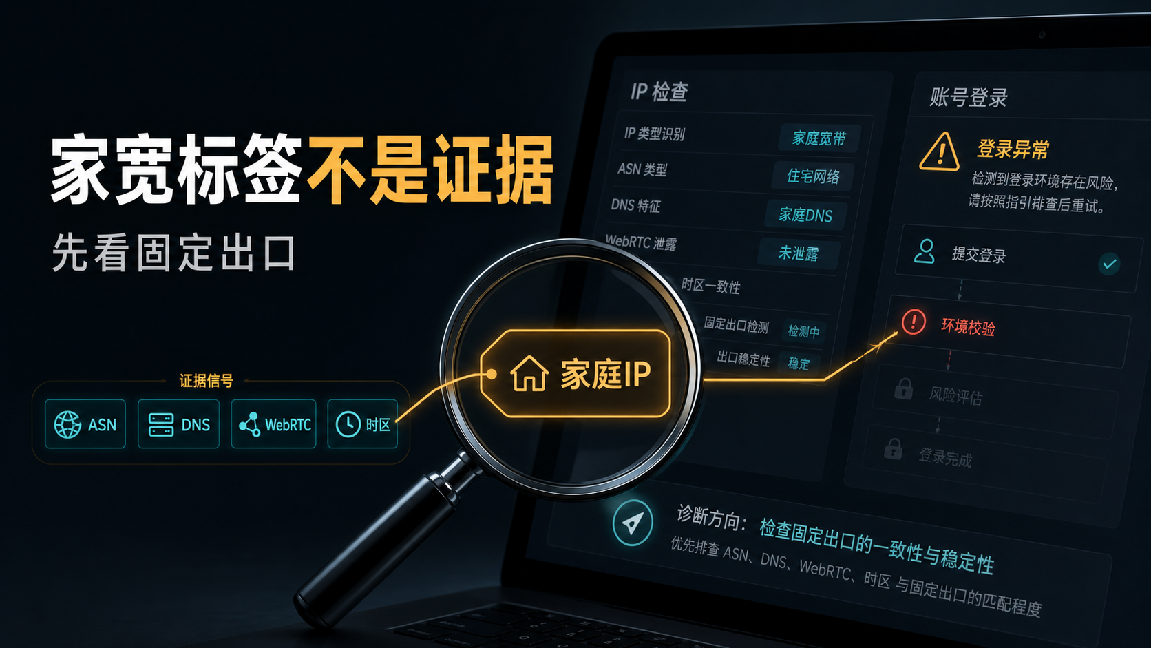 家庭 IP 标签正常但账号登录前仍要检查固定出口证据